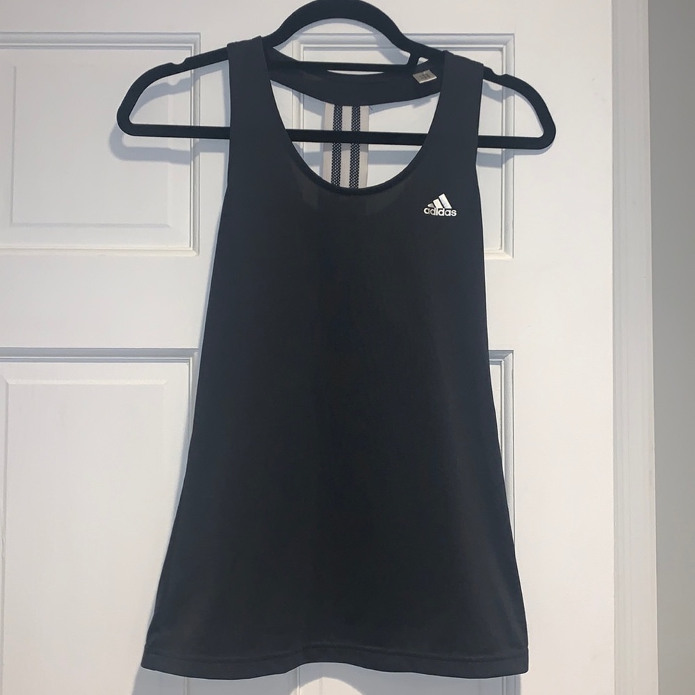 Adidas Derby Stripe T-Back Tank Charcoal Grey Size Small - Picture 2 of 9